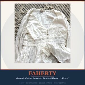 Faherty Organic Cotton Blouse in Soft White